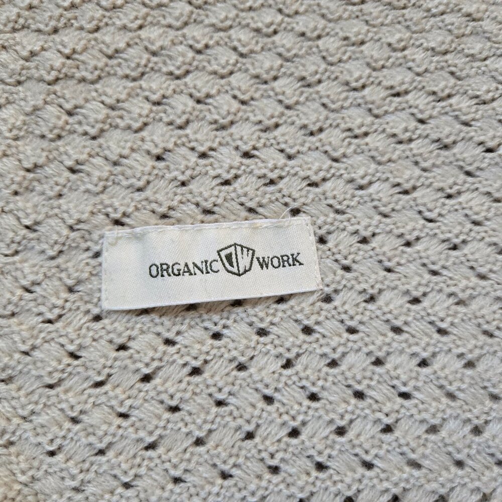 Organic Work Cashmere Basketweave Scarf Natural/Oatmeal - Picture 12 of 12